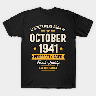 Legends Were Born in October 1941 Birthday Vintage Retro Funny T-Shirt